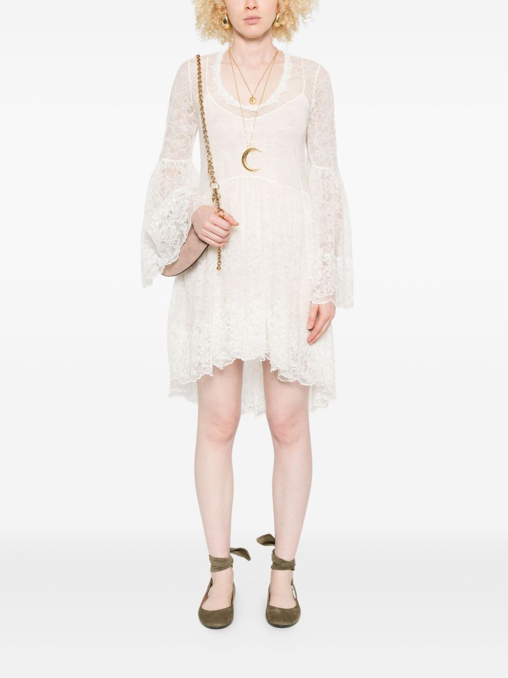 lace bell-sleeve mini dress - 2
