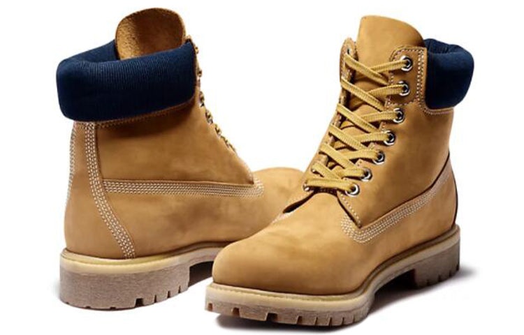 Timberland 6 Inch Premium Waterproof Boots 'Wheat Nubuck Blue Collar' A2DVF231 - 3