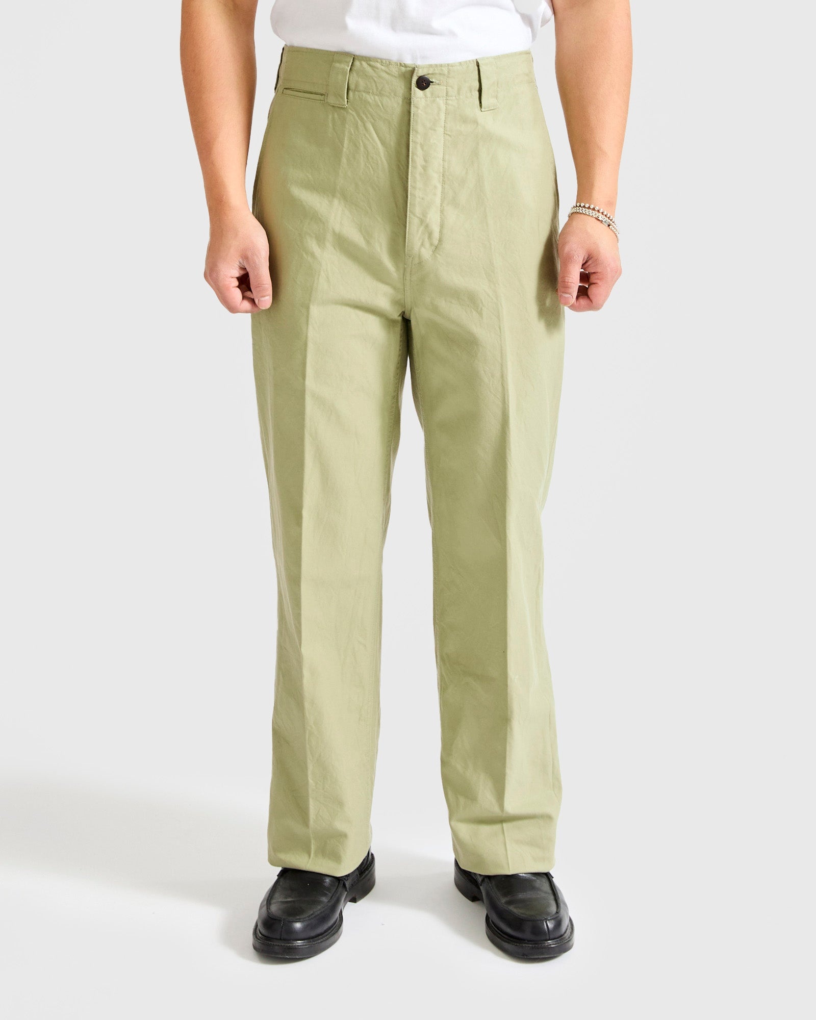 Wide Chino Pants in Light Green - 2