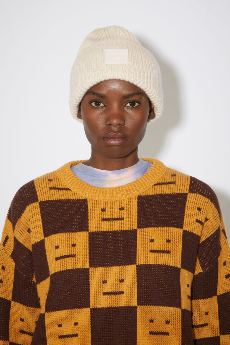 Acne Studios Ribbed knit beanie hat - Oatmeal melange outlook