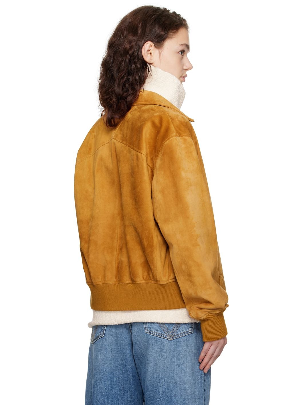 Tan Calfskin Suede Jacket - 3