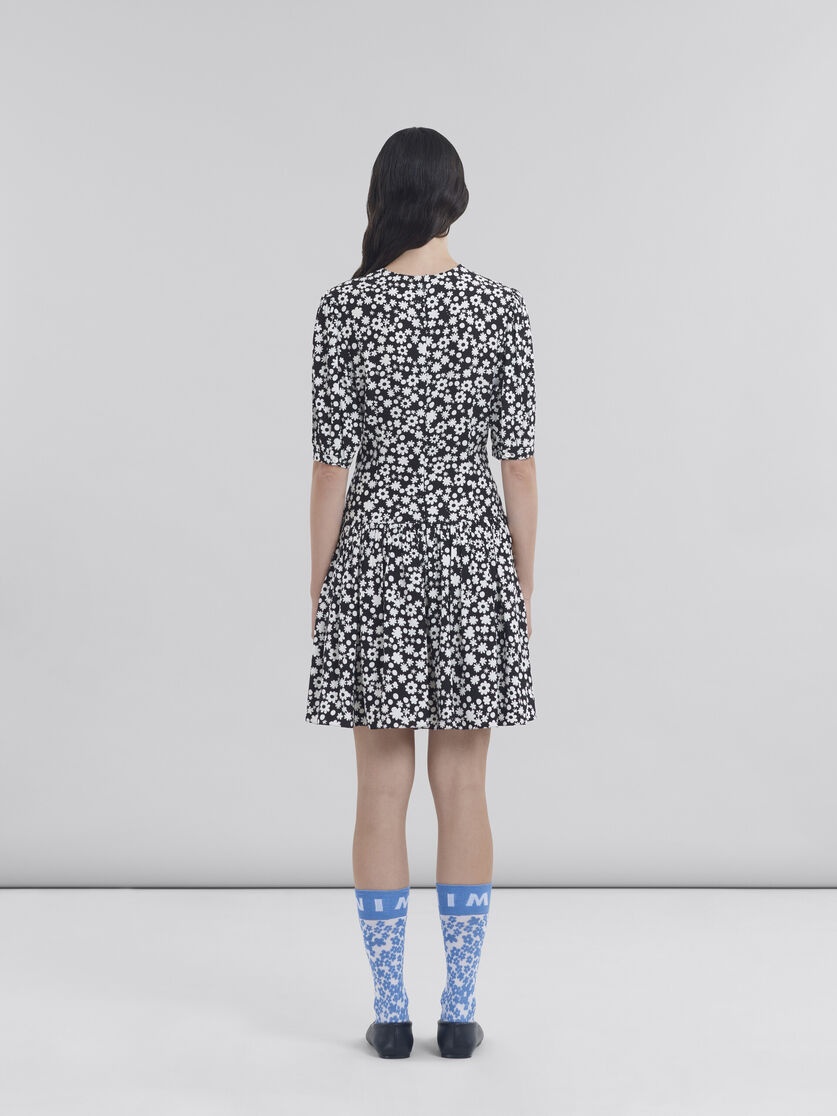 BLACK AND WHITE SHORT SATIN DRESS WITH POP FIELDS MOTIF - 3