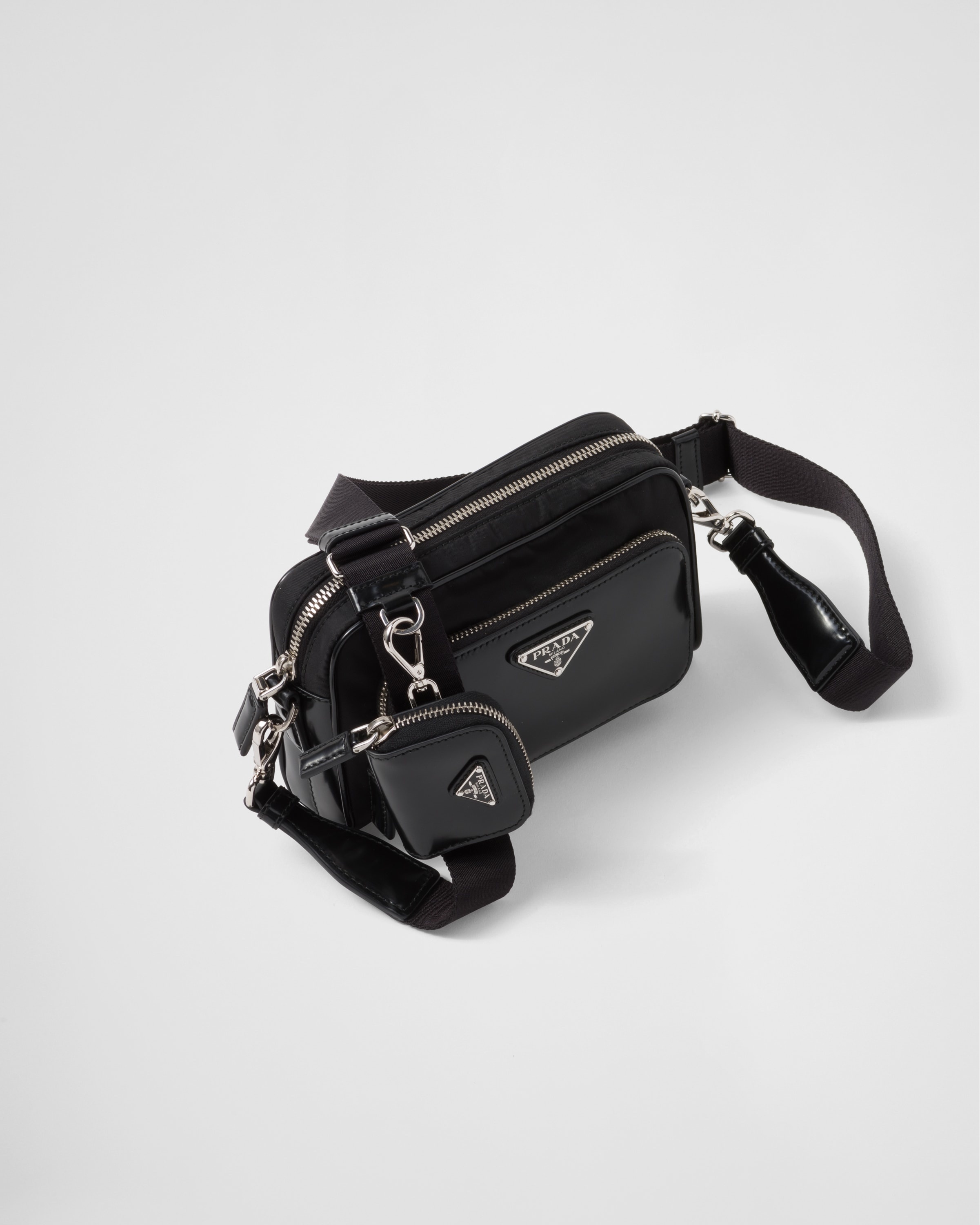 Re-Nylon and brushed leather shoulder bag - 3