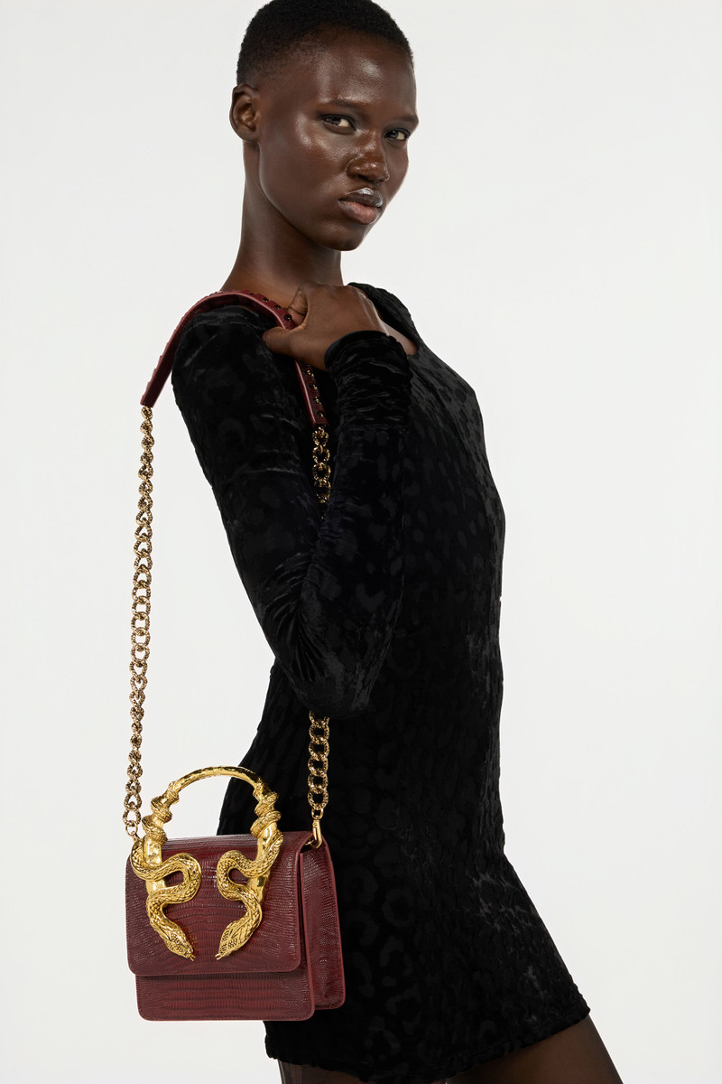Roberto Cavalli Burgundy Bag With Snakes outlook