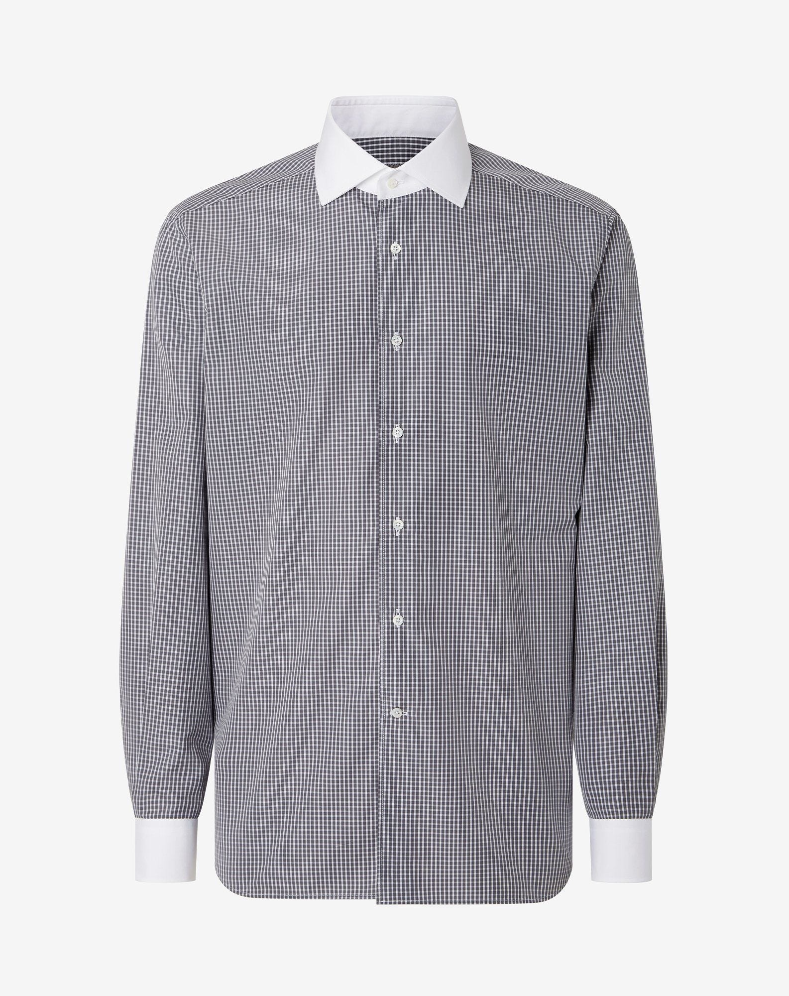 Cotton shirt with black/white checks - 1
