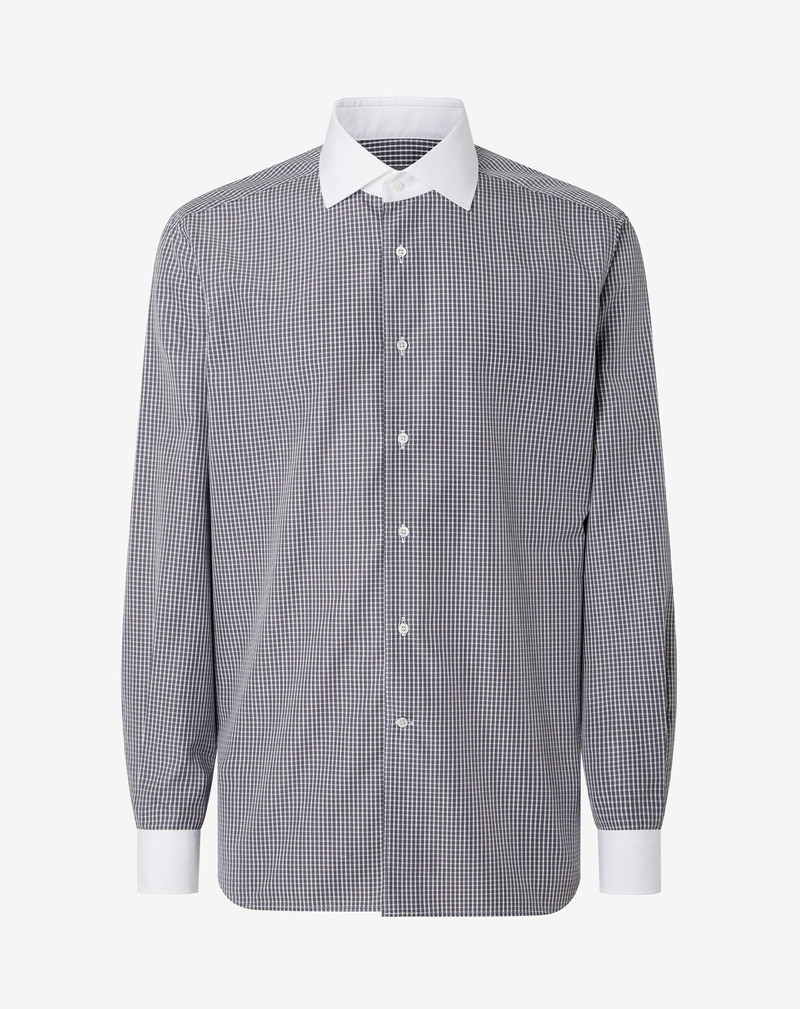 Cotton shirt with black/white checks 1