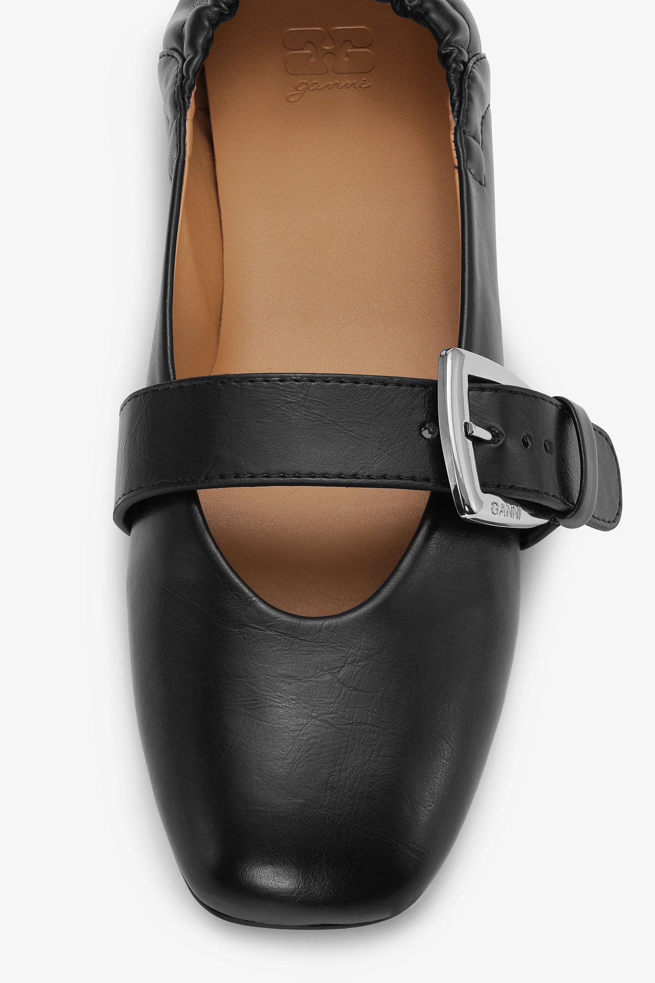 BLACK BUCKLE STRAP BALLERINAS - 4
