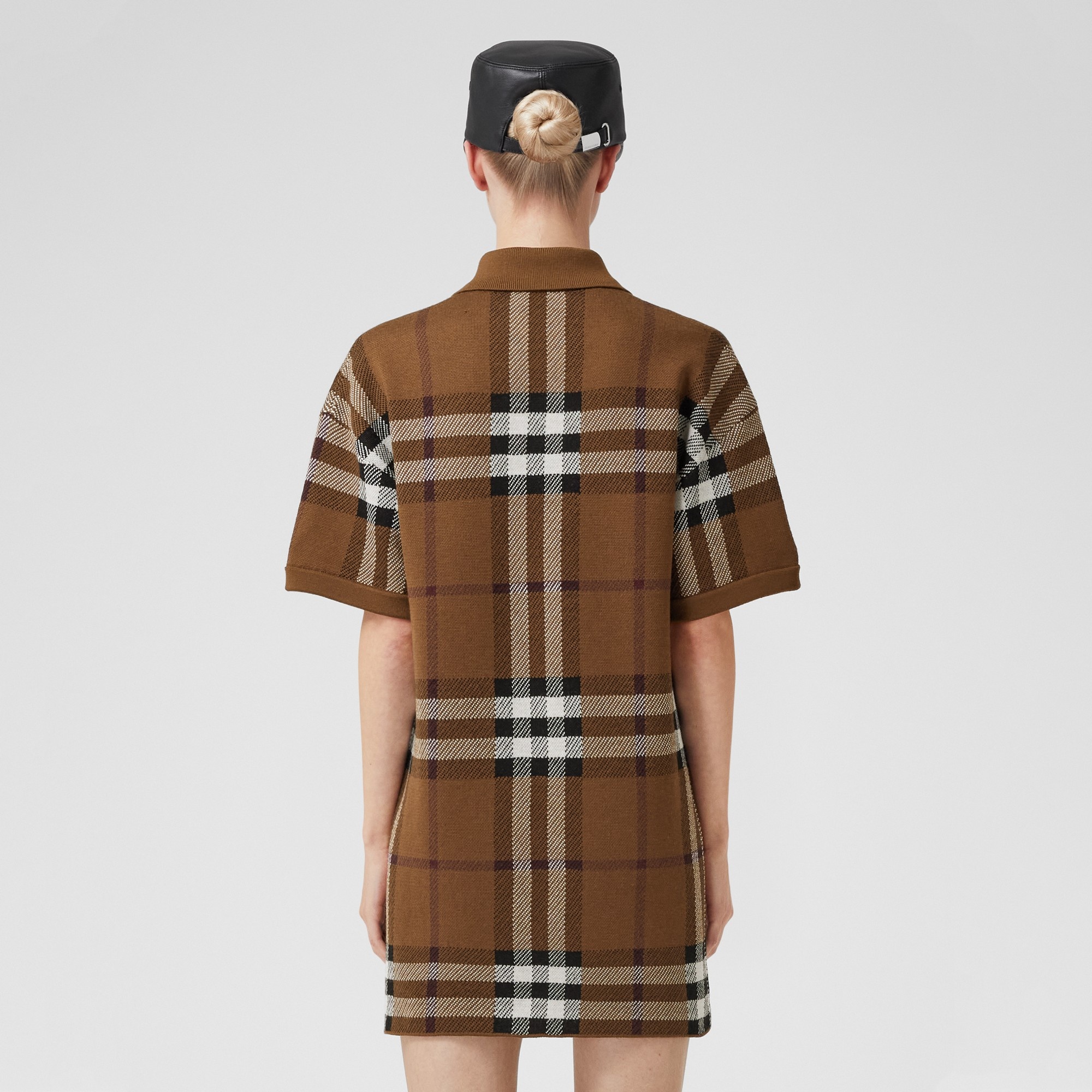 Check Wool Jacquard Polo Shirt Dress - 2