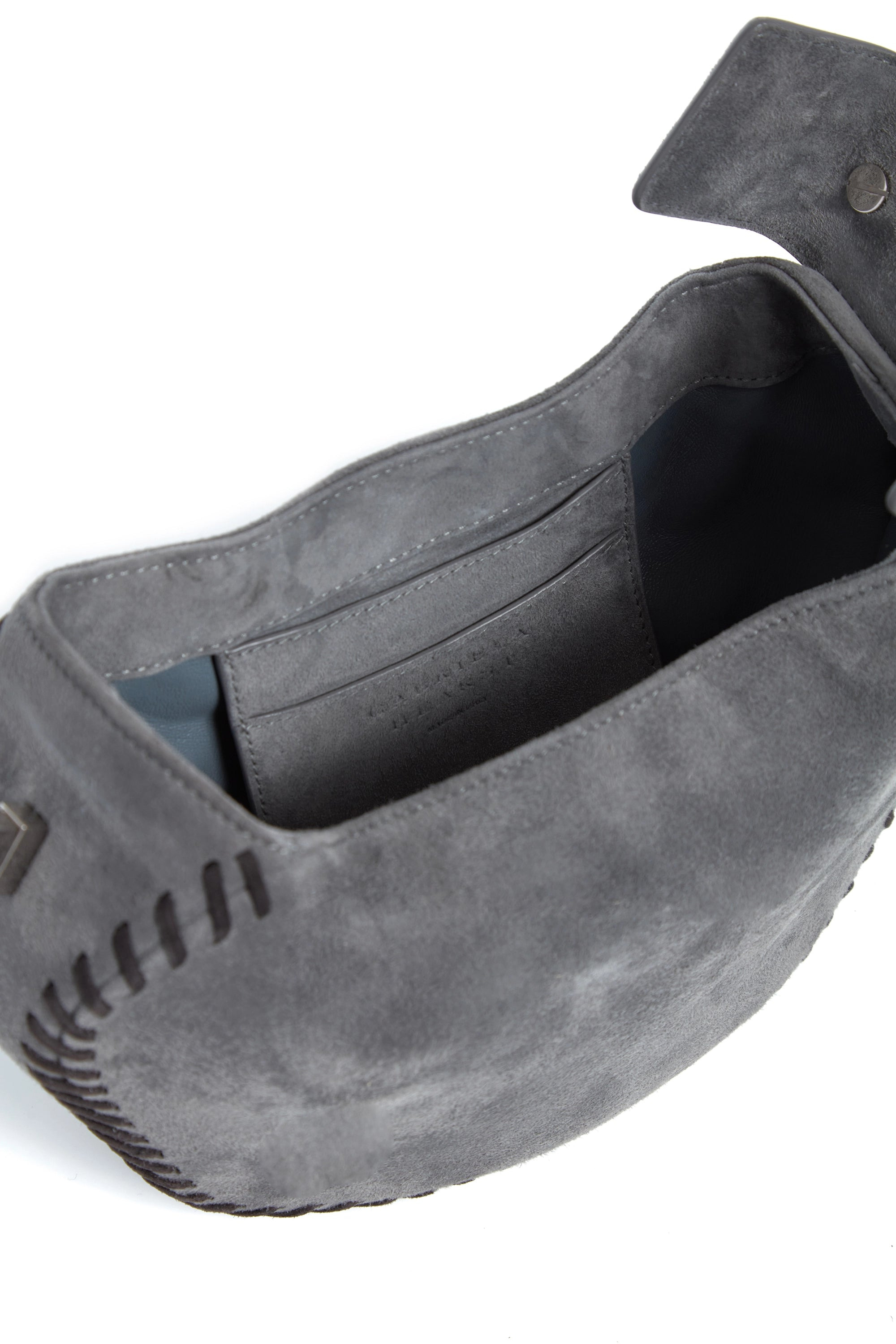 Whipstitch Demi Bag in Charcoal Suede - 7