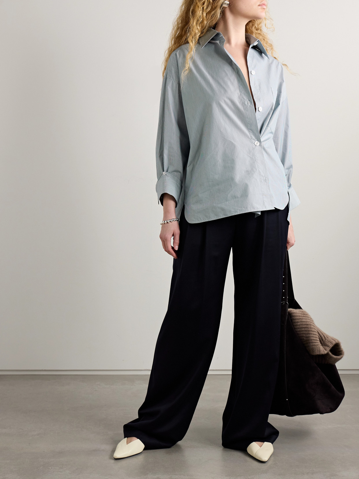 New Earl Asymmetric Striped Cotton-poplin Shirt - 2