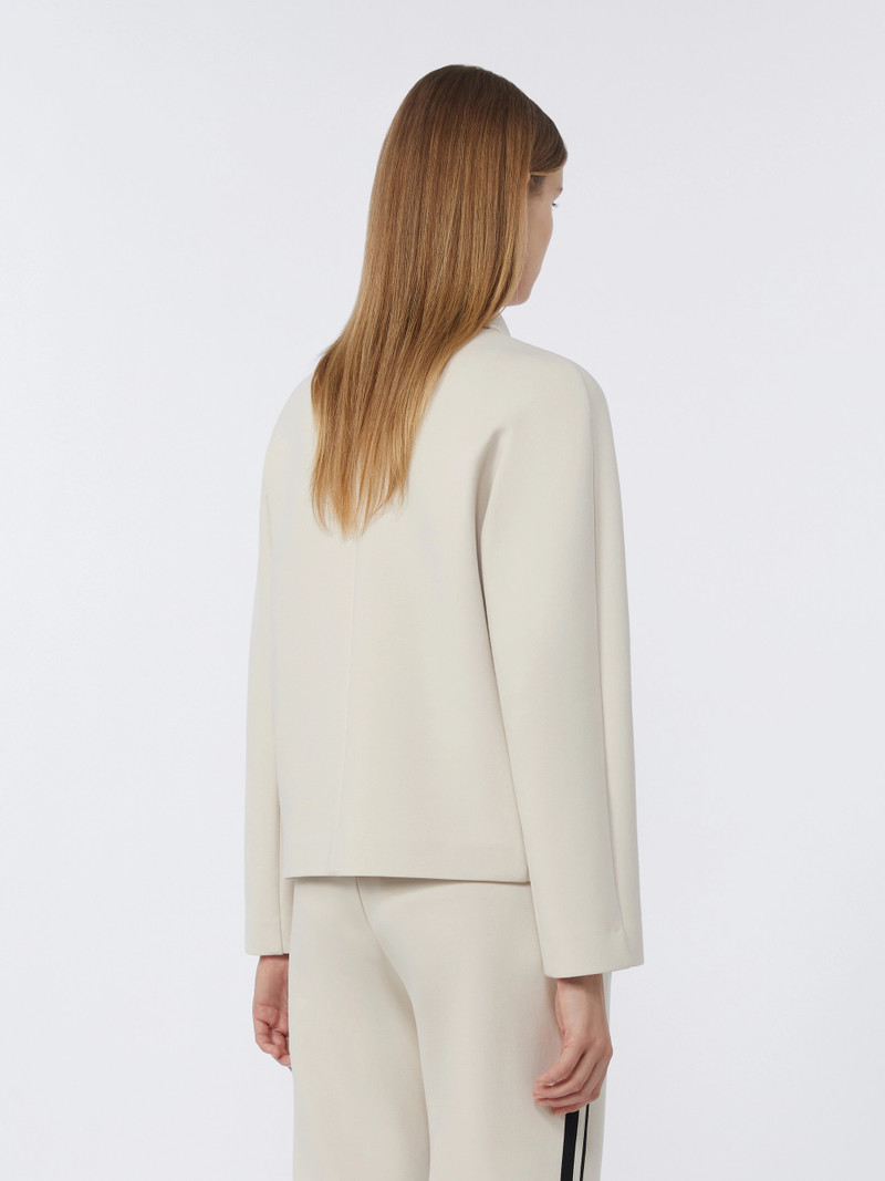 ARMONIOSO Boxy-fit scuba jersey jacket - ECRU 4