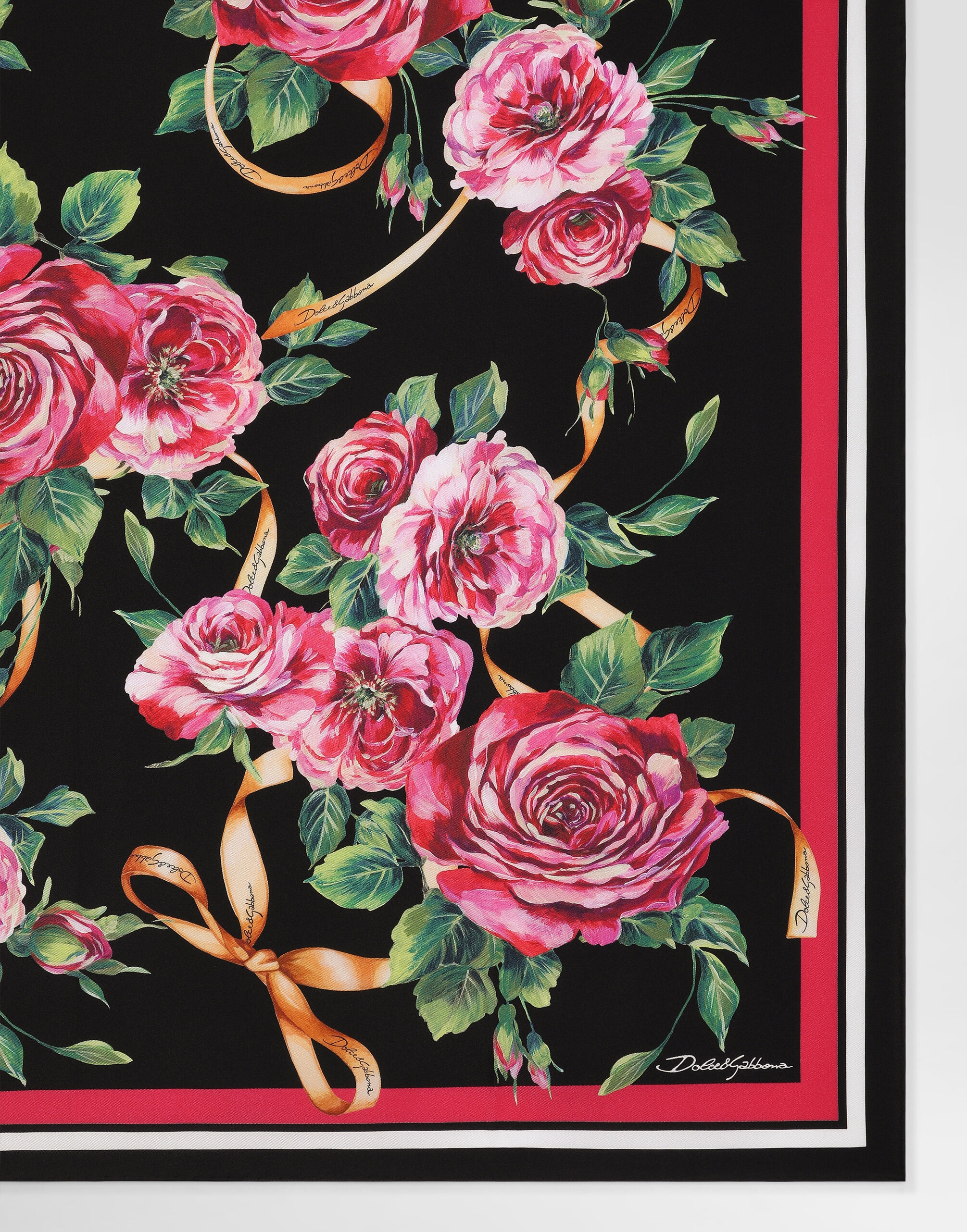 Rose-print silk twill foulard (90x90) - 2