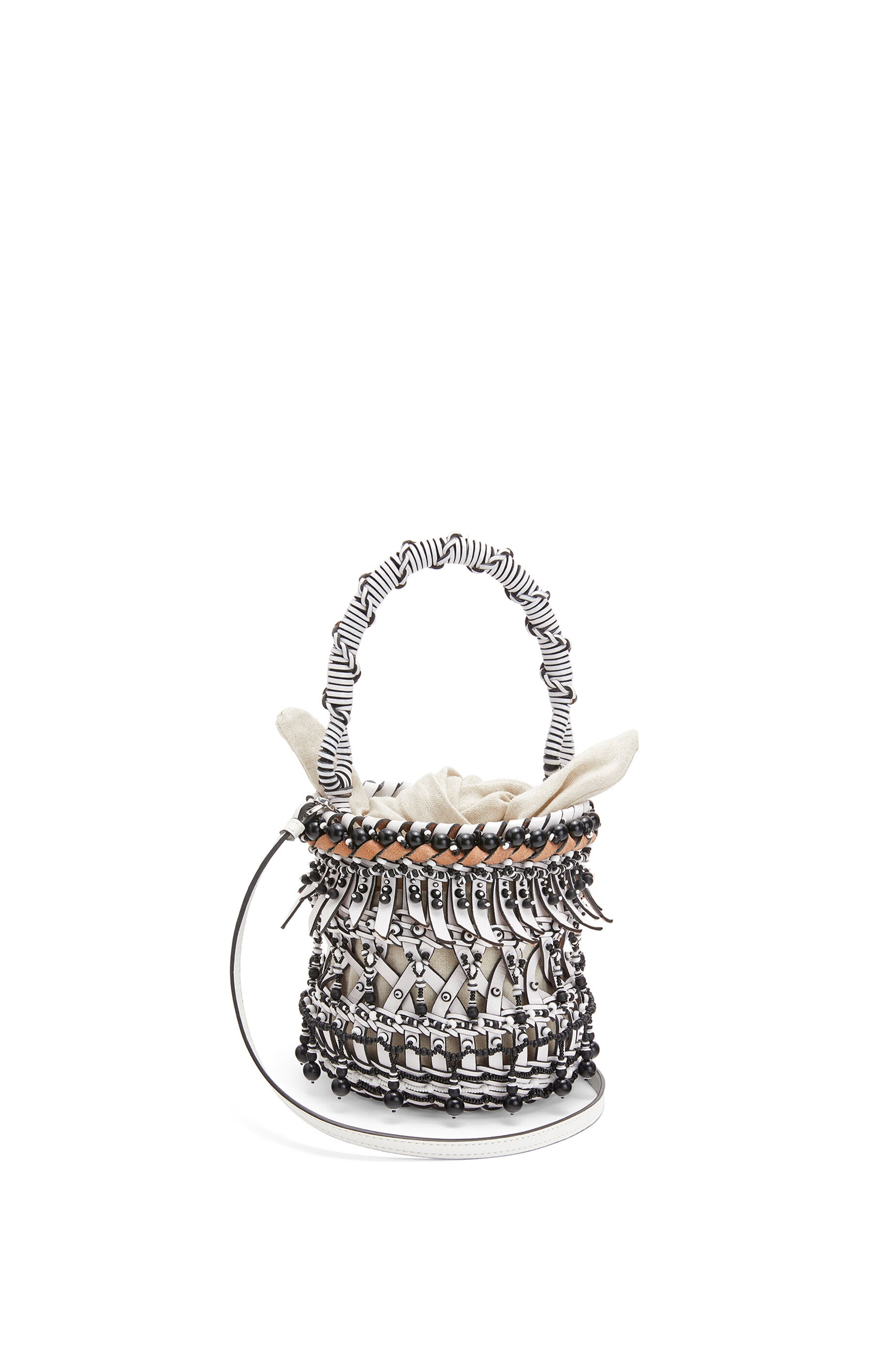 Small beaded Bucket fringes bag in calfskin - 6