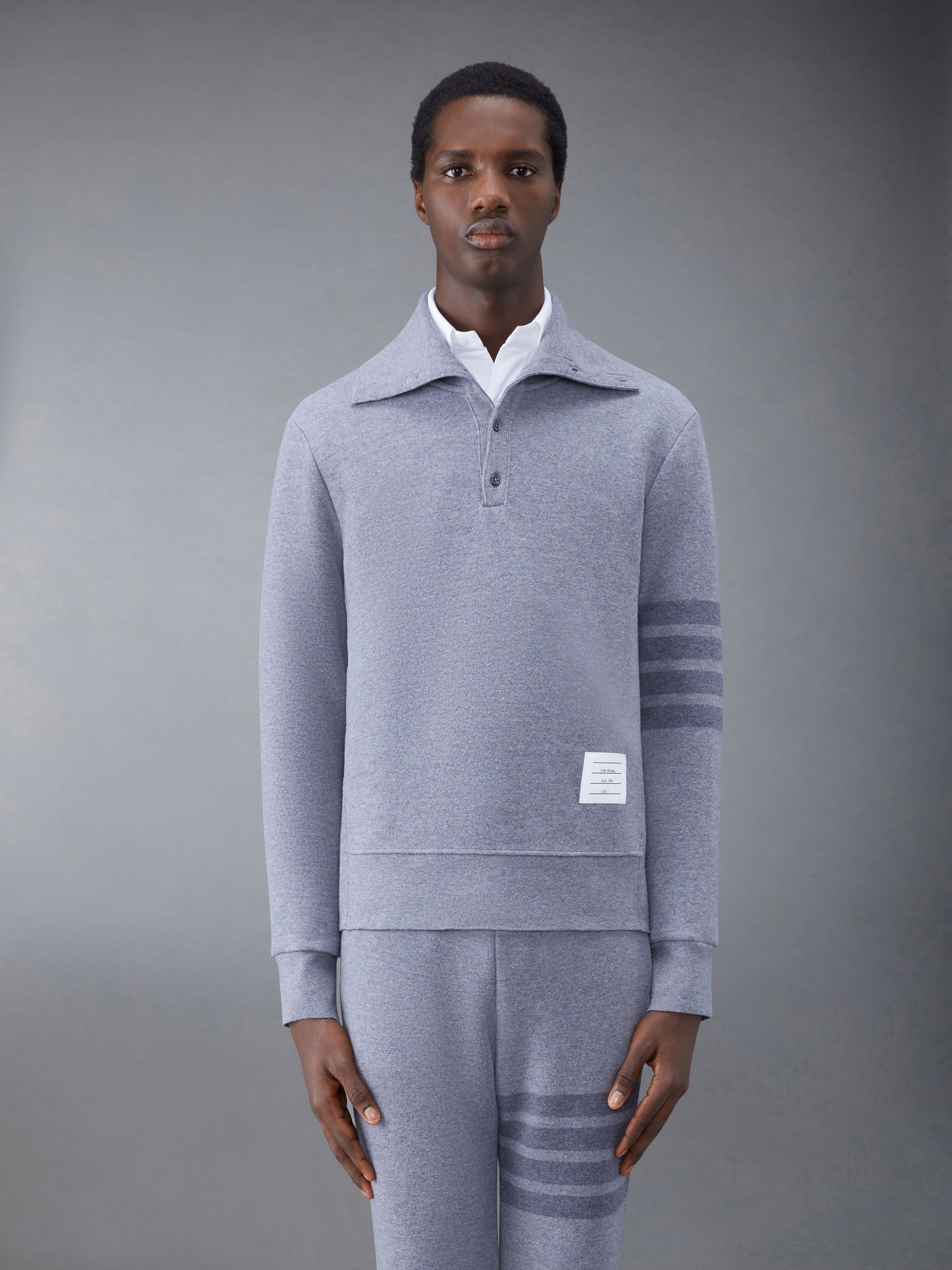 Wool Loopback 4-Bar Funnel Neck Pullover - 1