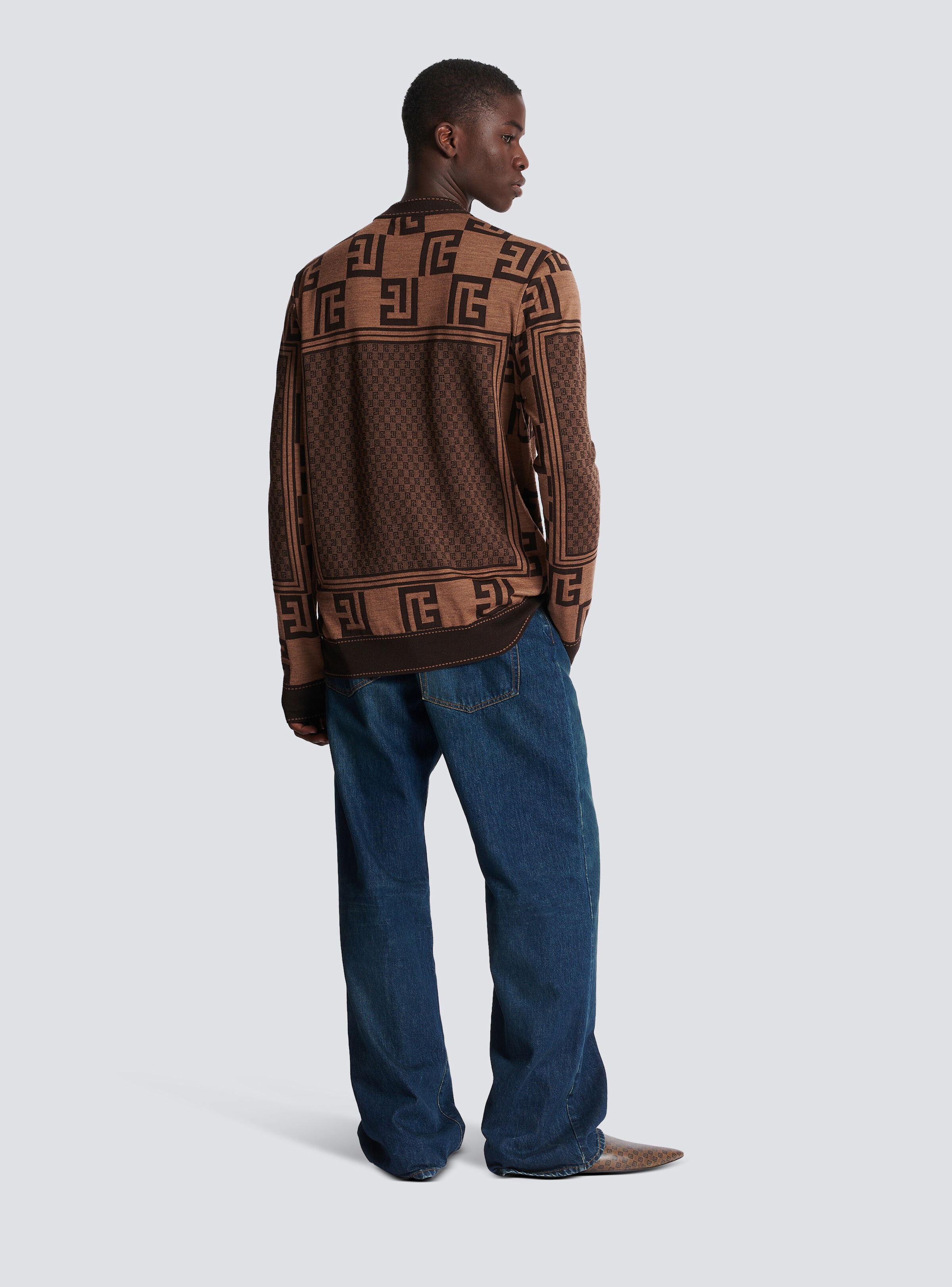 Mini monogram jacquard scarf jumper - 4