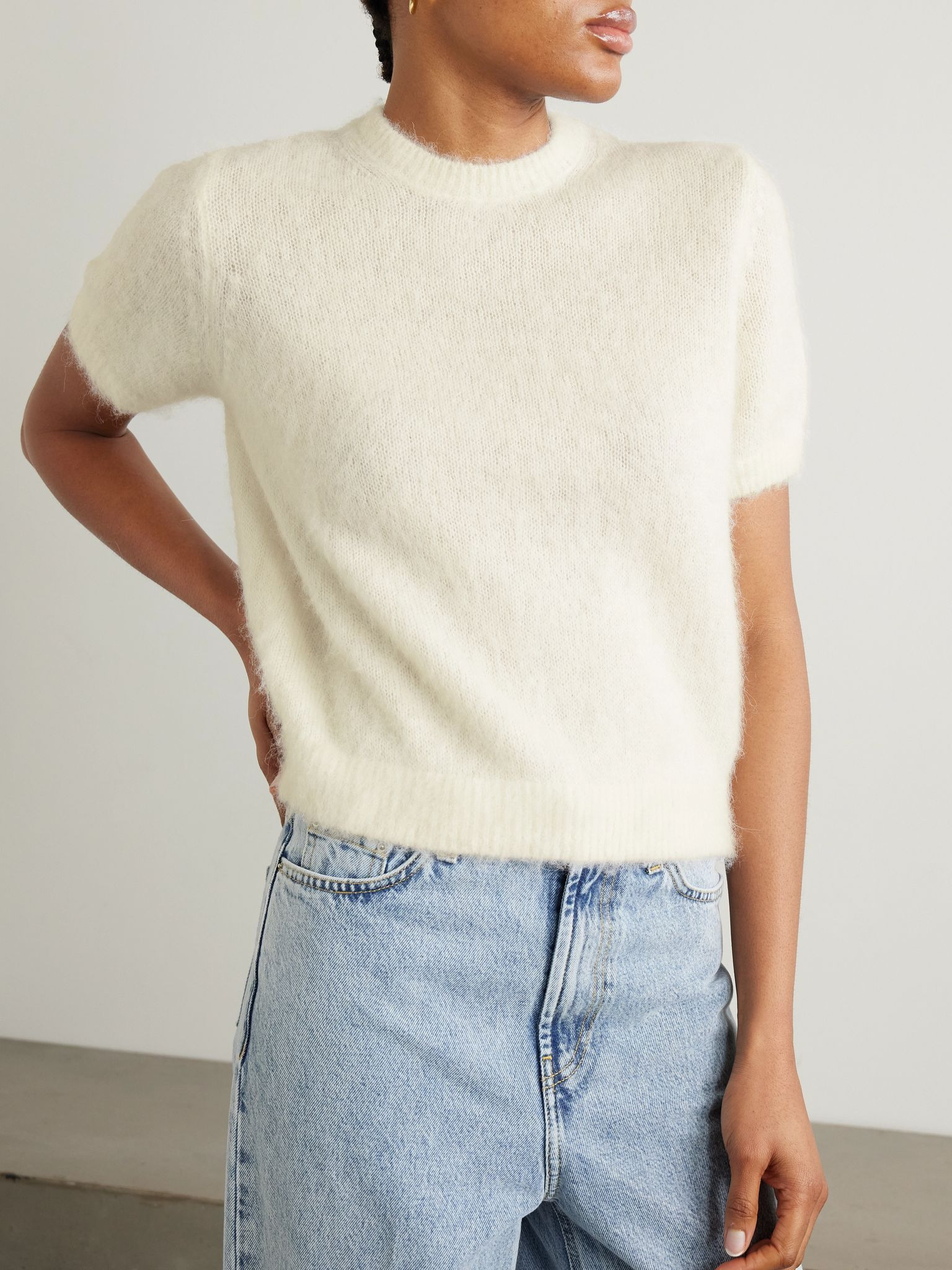 Hearst cropped alpaca-blend sweater Off-white - 3