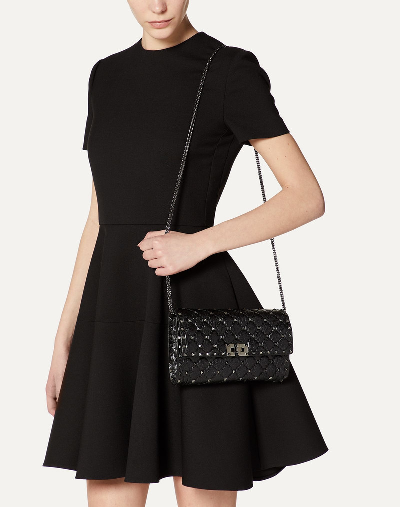 Crinkled lambskin Rockstud Spike crossbody clutch 6