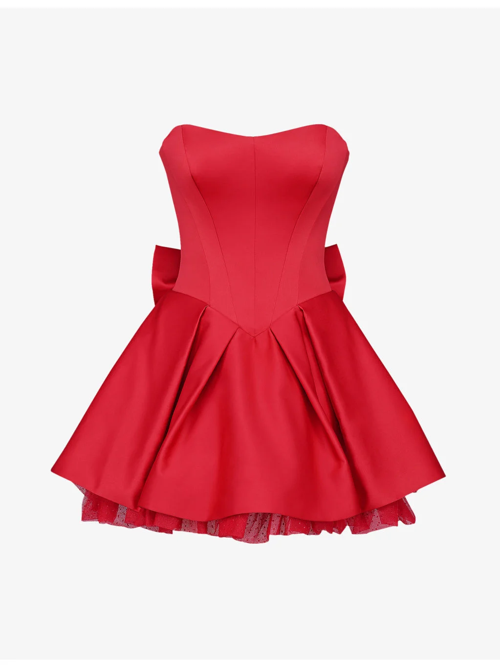 Noele Bow Strapless Satin Mini Dress - 1
