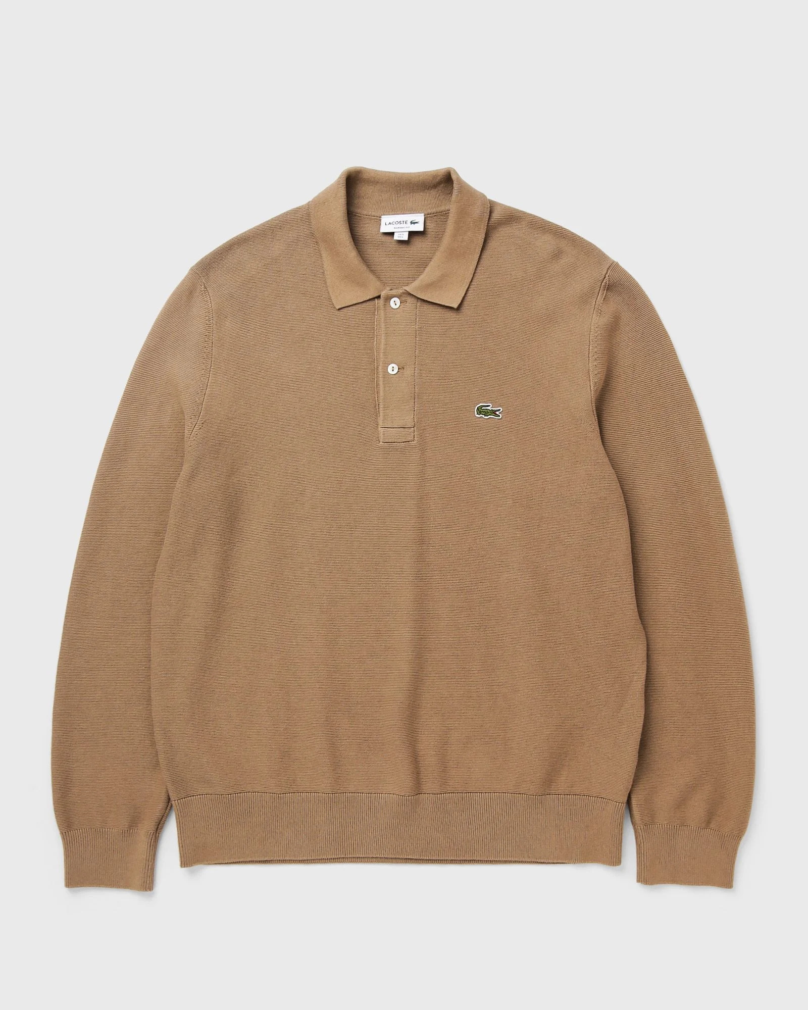 Classic Fit Long Sleeved Knitted Polo Shirt - 1