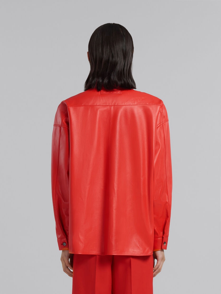 RED NAPPA LEATHER SHIRT - 3