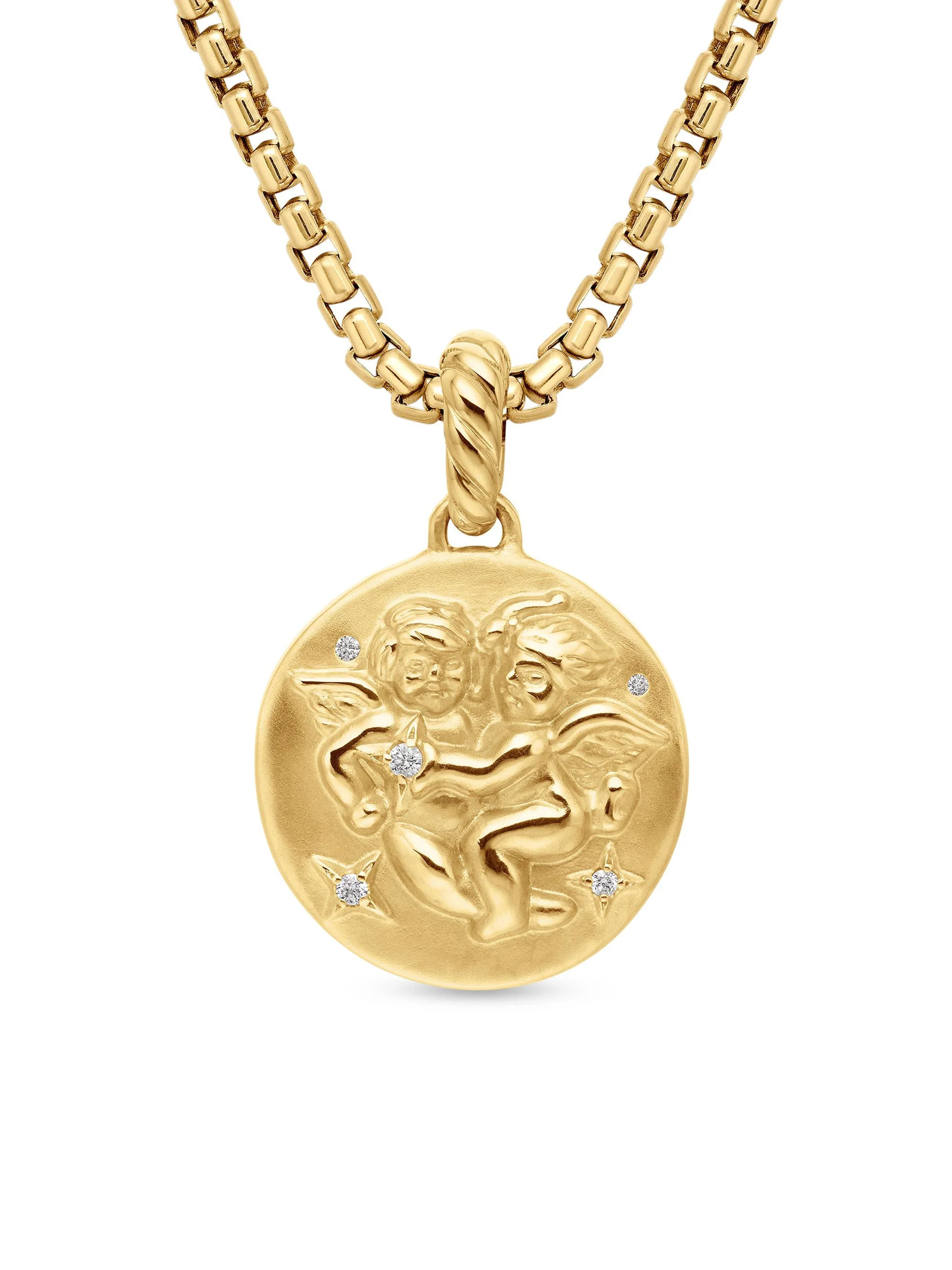 Women's Zodiac Amulet in 18K Yellow Gold with Diamonds - Gemini - 1