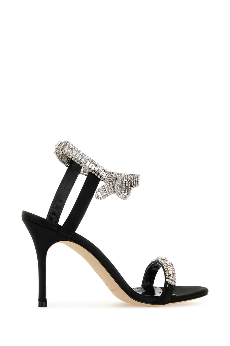Manolo Blahnik Black satin Asasan sandas outlook