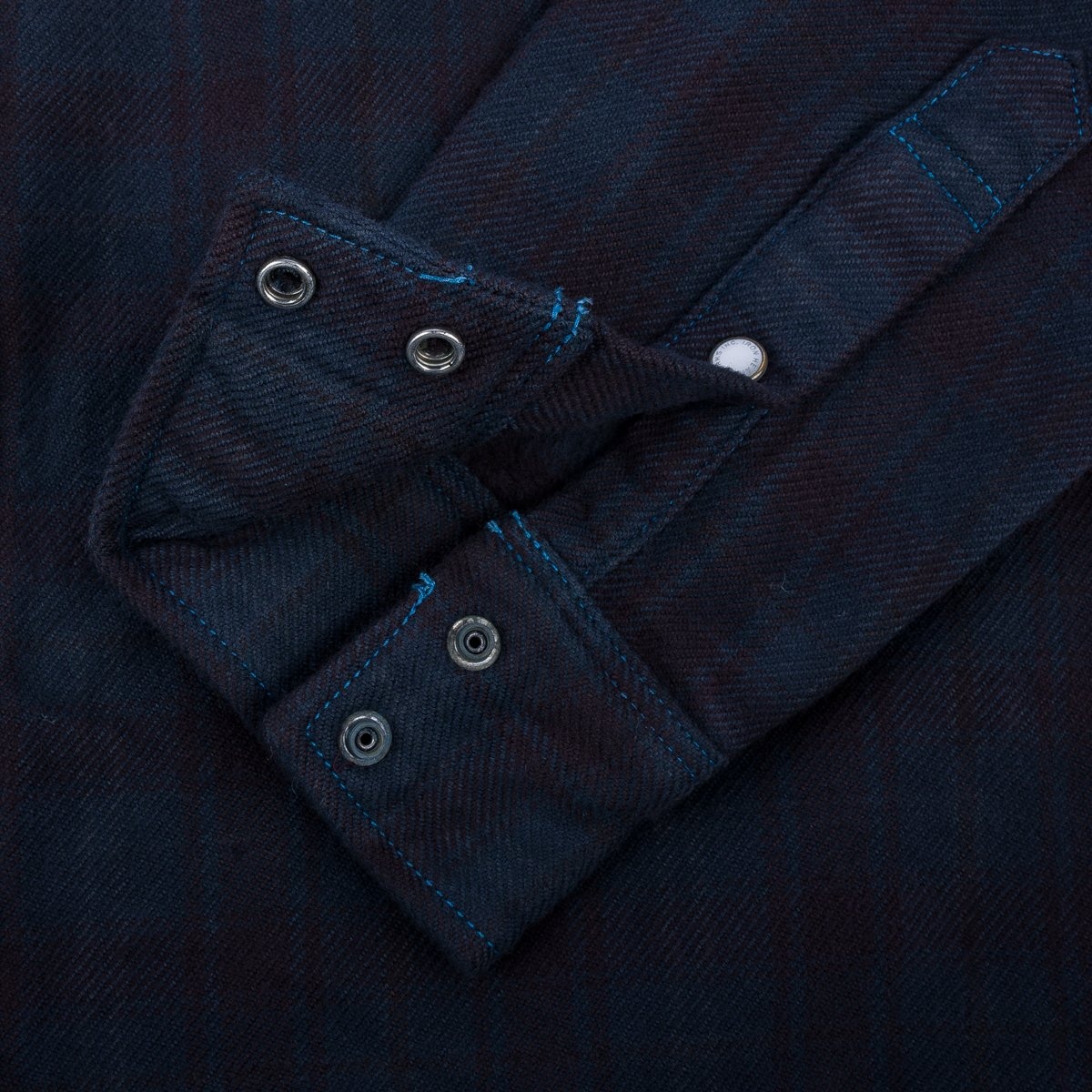 IHSH-333-OD Ultra Heavy Flannel Blanket Check Western Shirt - Sax Blue Overdyed Black - 9