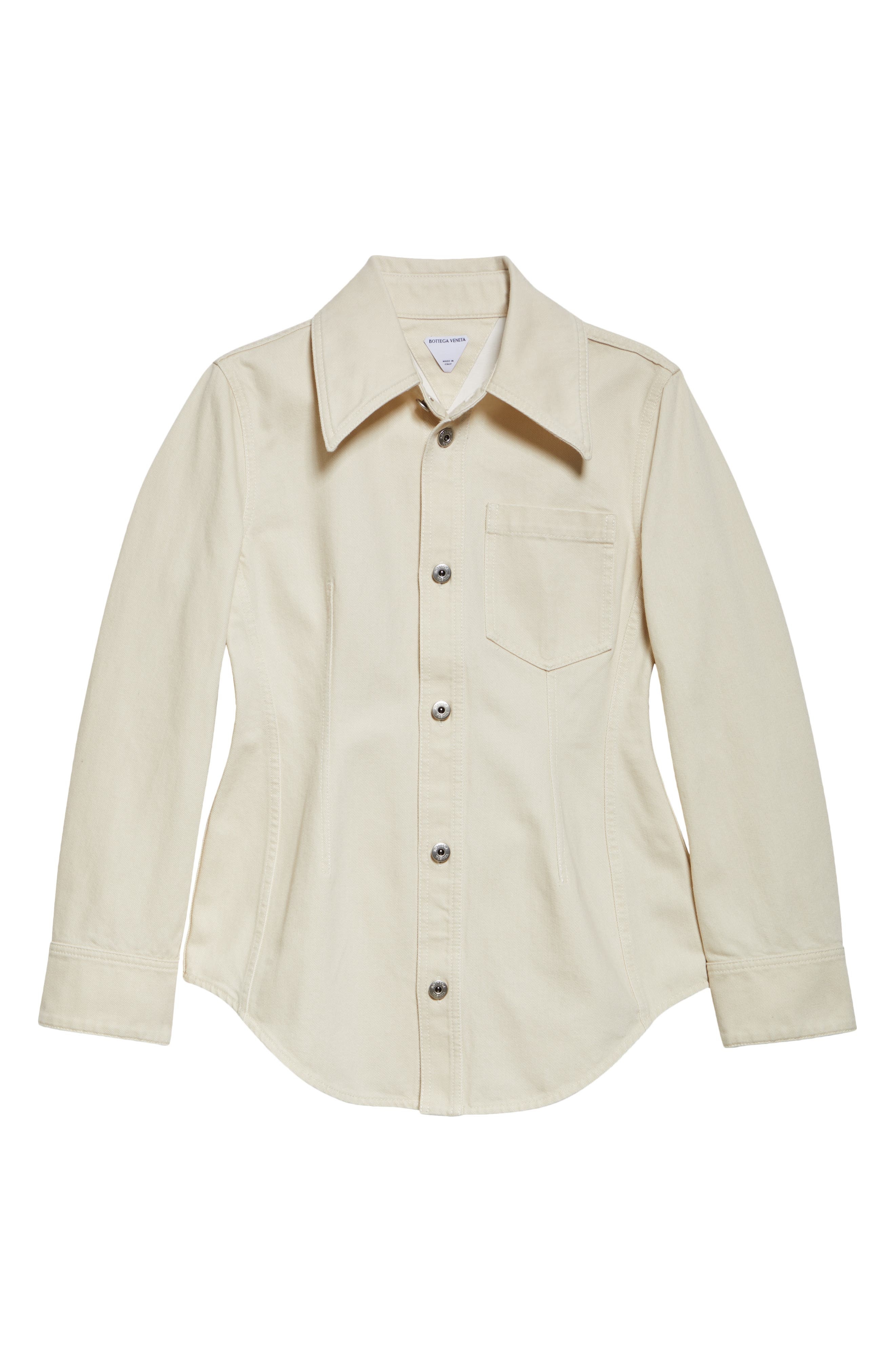 Bottega Veneta Cotton Denim Button-Up Shirt in Pale Meringue at Nordstrom - 7