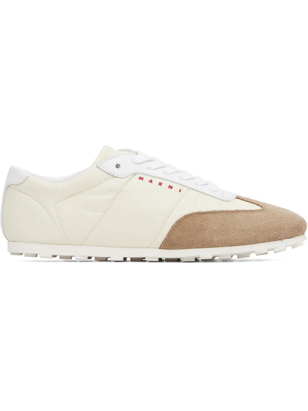 Off-White & Brown Nylon Softy Sneakers - 1