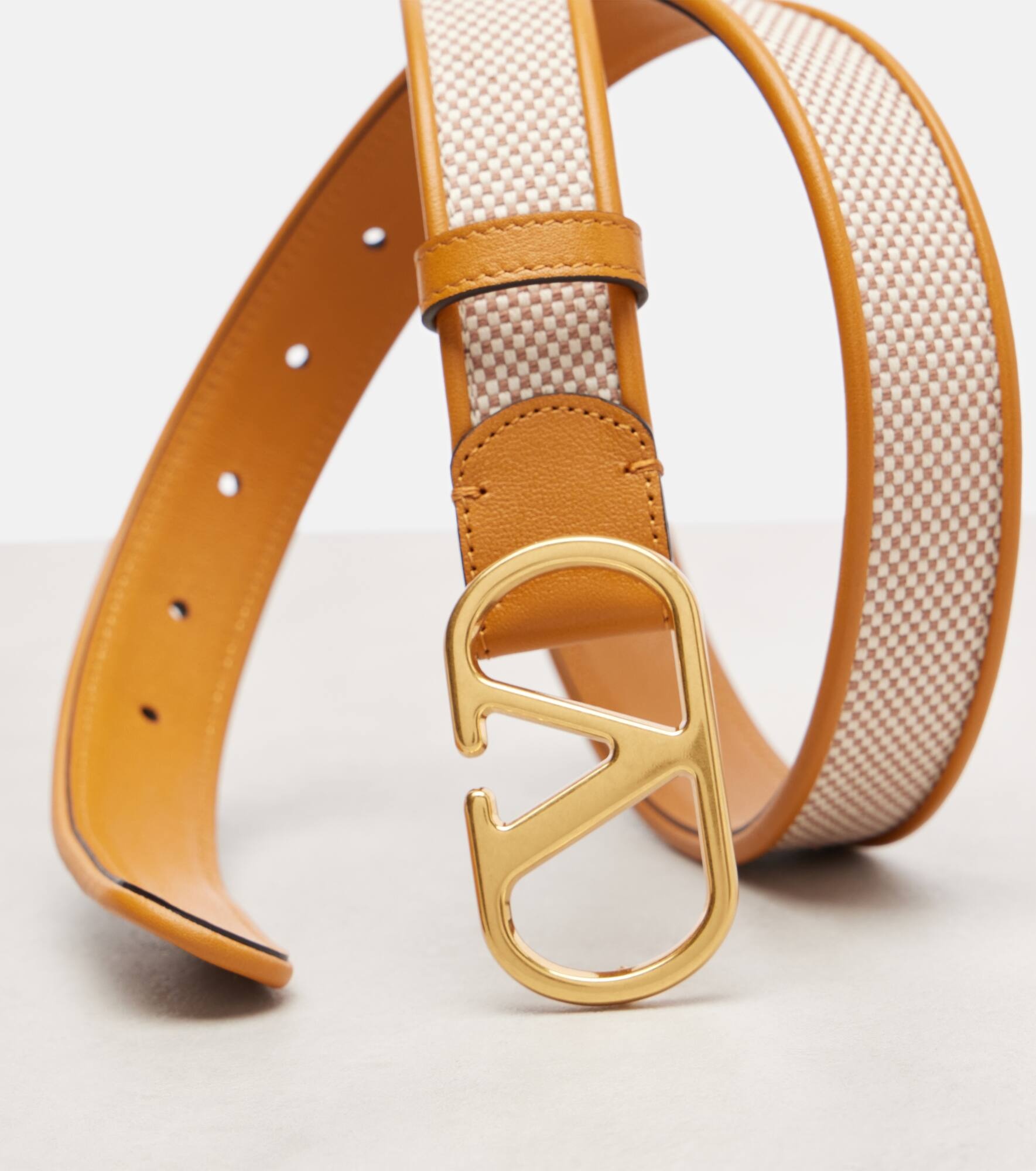 VLogo leather-trimmed belt - 3