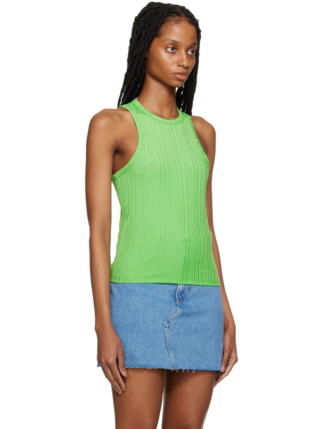 Green Racer Back Tank Top - 4