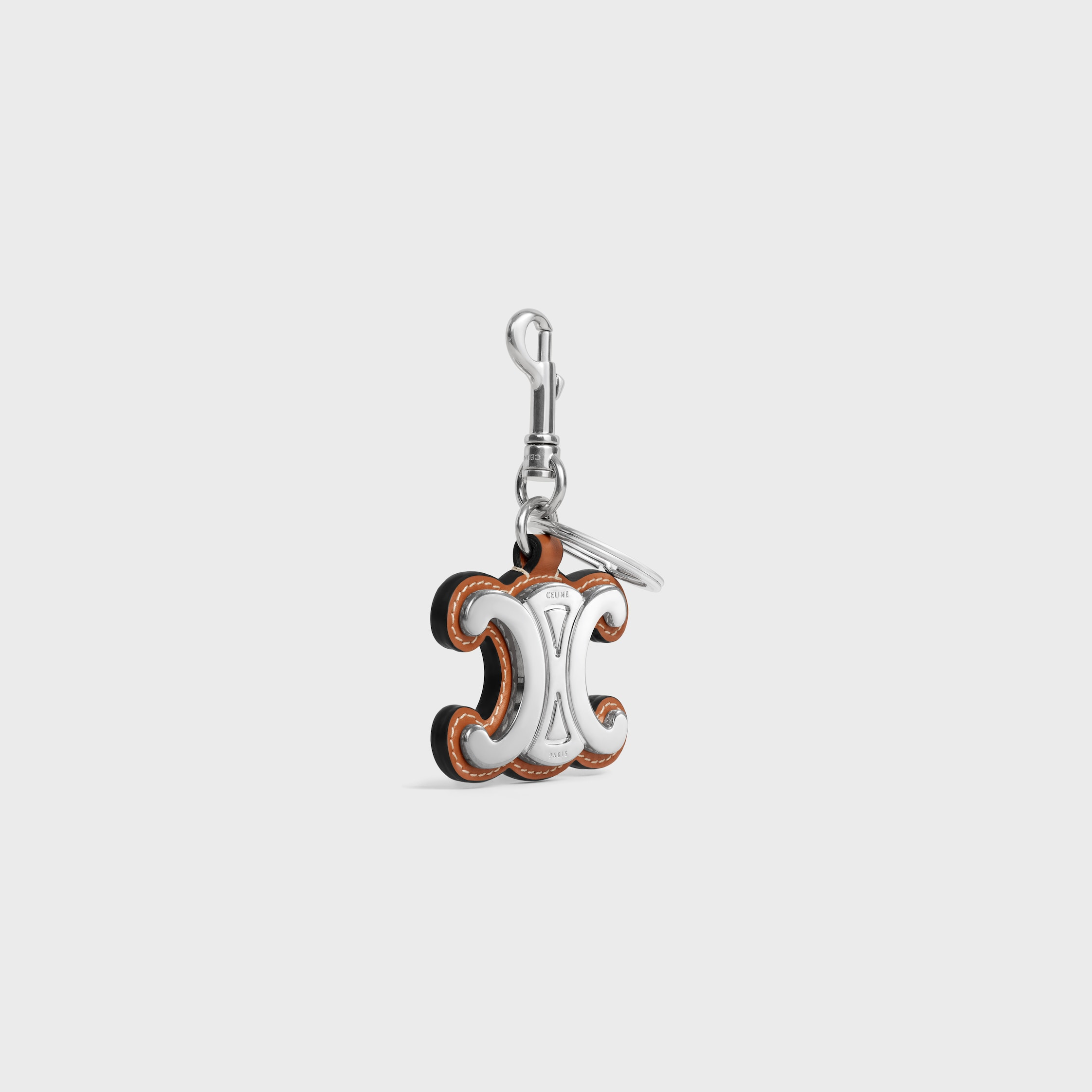 METAL TRIOMPHE KEYRING IN METAL AND CALFSKIN - 2