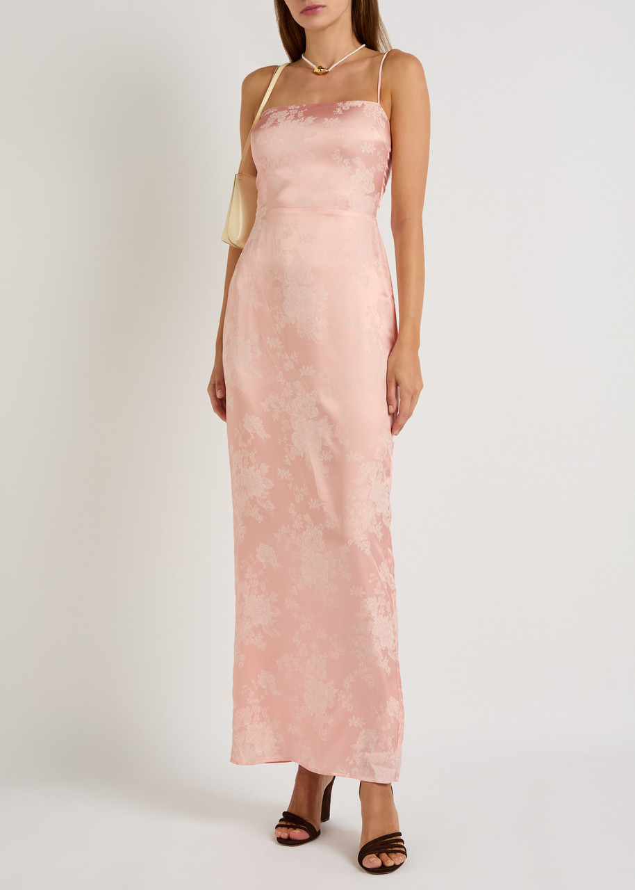 Reformation Frankie Floral-jacquard Satin Maxi Dress - 4