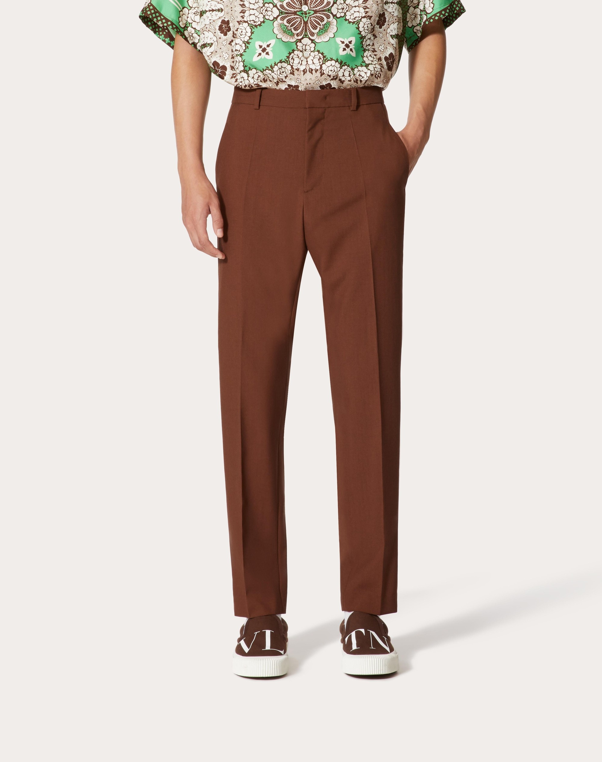 WOOL PANTS WITH CONTRASTING COLOR SIDE BANDS - 3