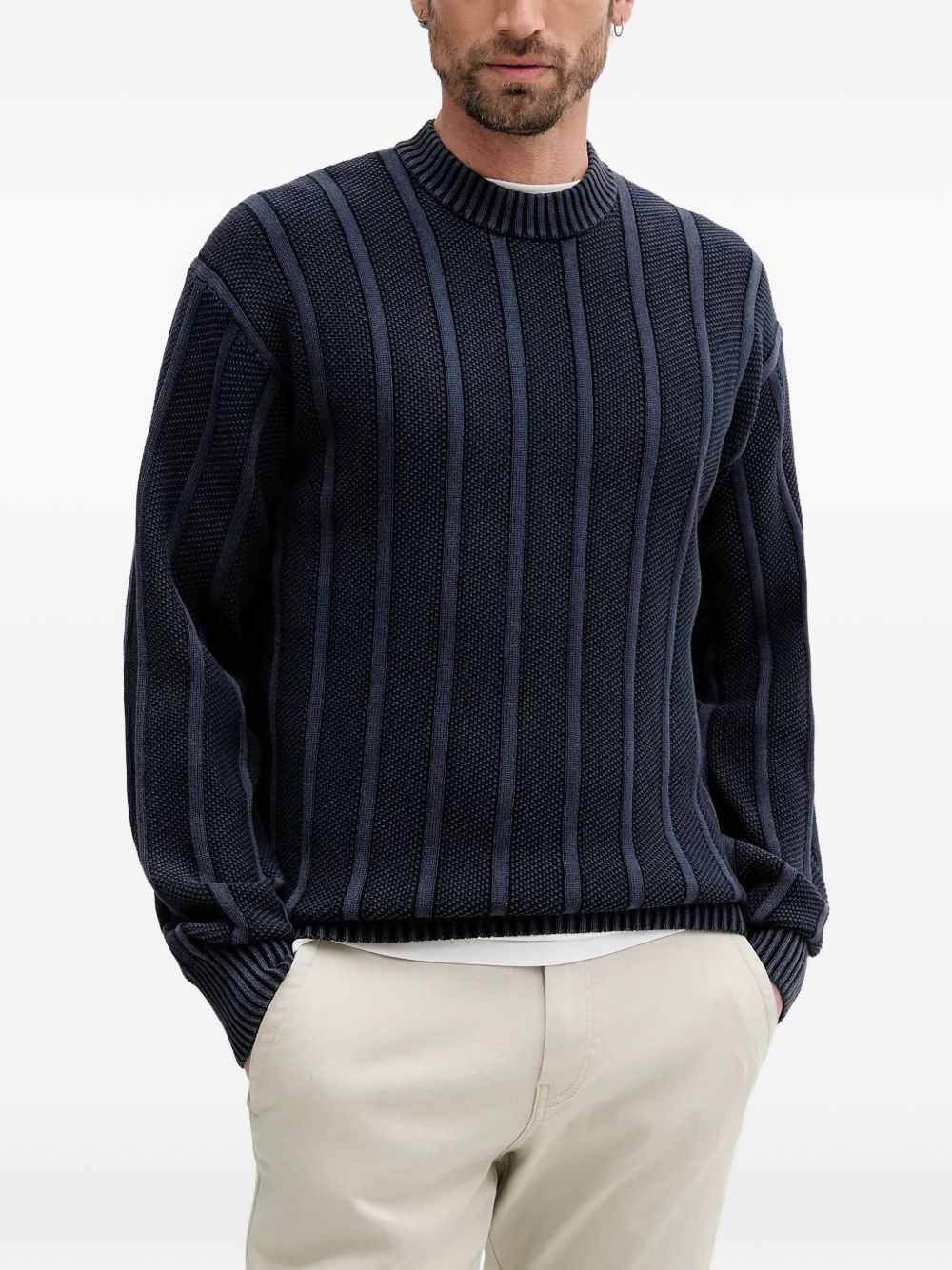 ribbed crew-neck sweater - 1