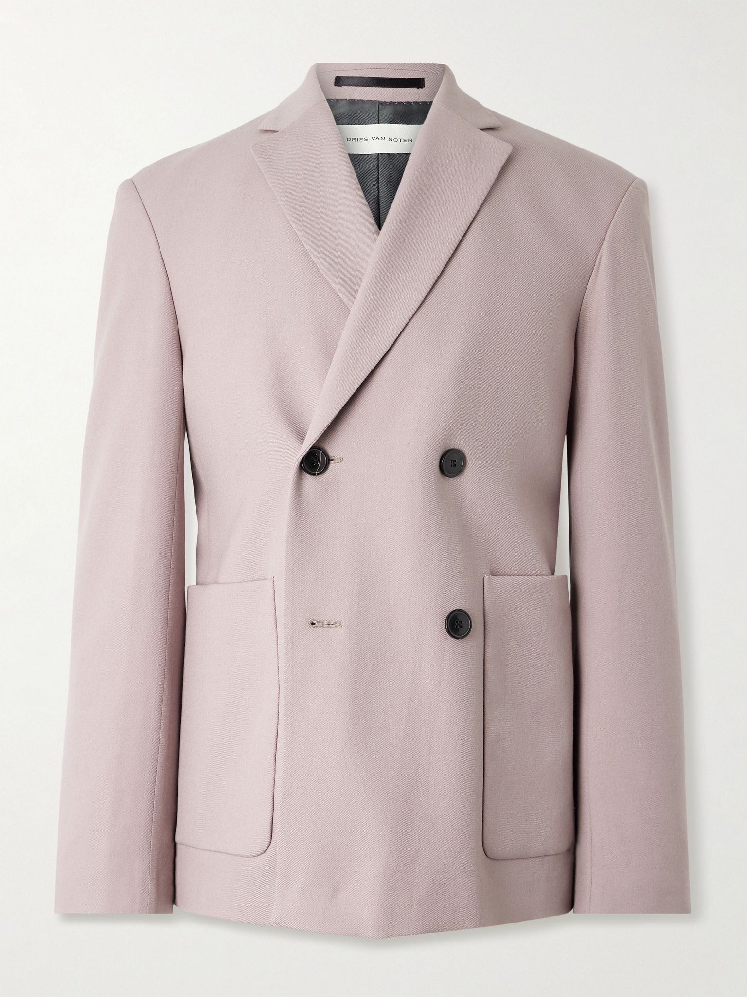 Double-Breasted Wool-Twill Blazer Pink - 1