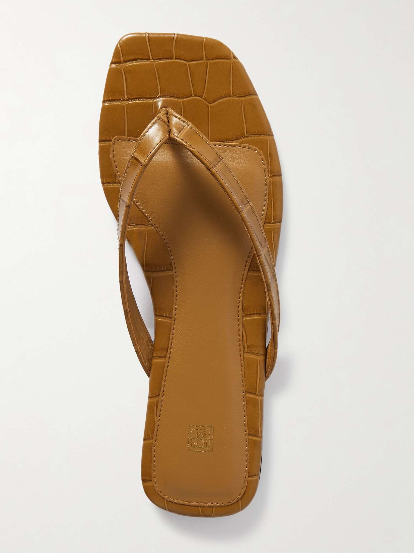 Croc-effect leather flip flops - 5