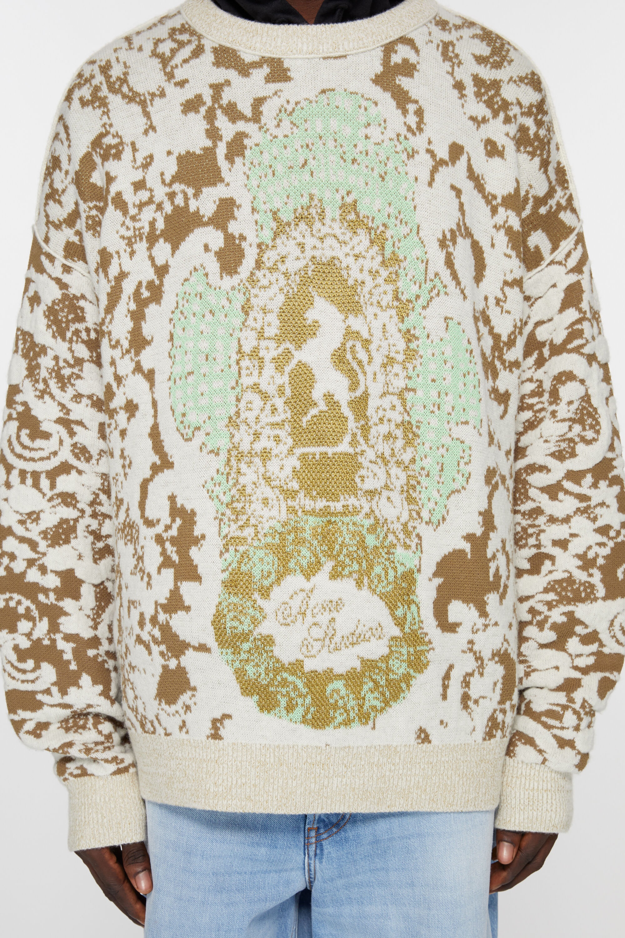 Jacquard sweater - Jade green/off white - 4
