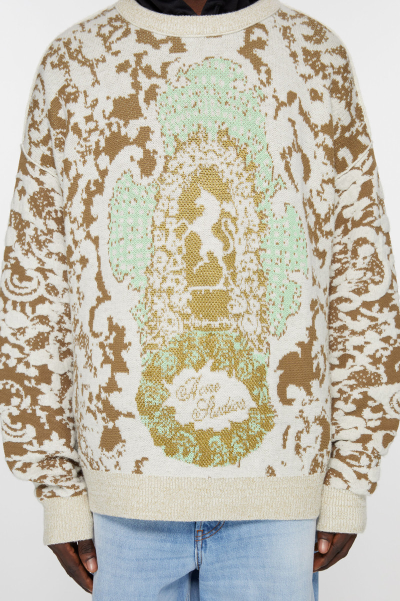Jacquard sweater - Jade green/off white 4
