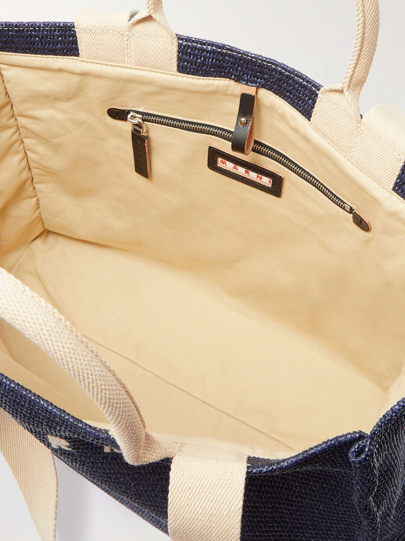 Logo-Embroidered Woven Raffia Tote Bag 3