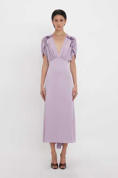 Victoria Beckham V-Neck Ruffle Midi Dress In Petunia outlook