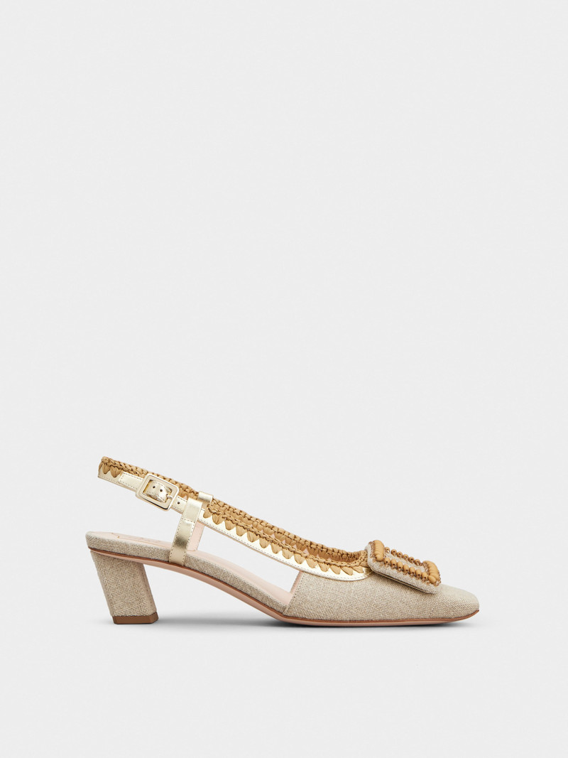 Belle Vivier Slingback Pumps in canvas - 1
