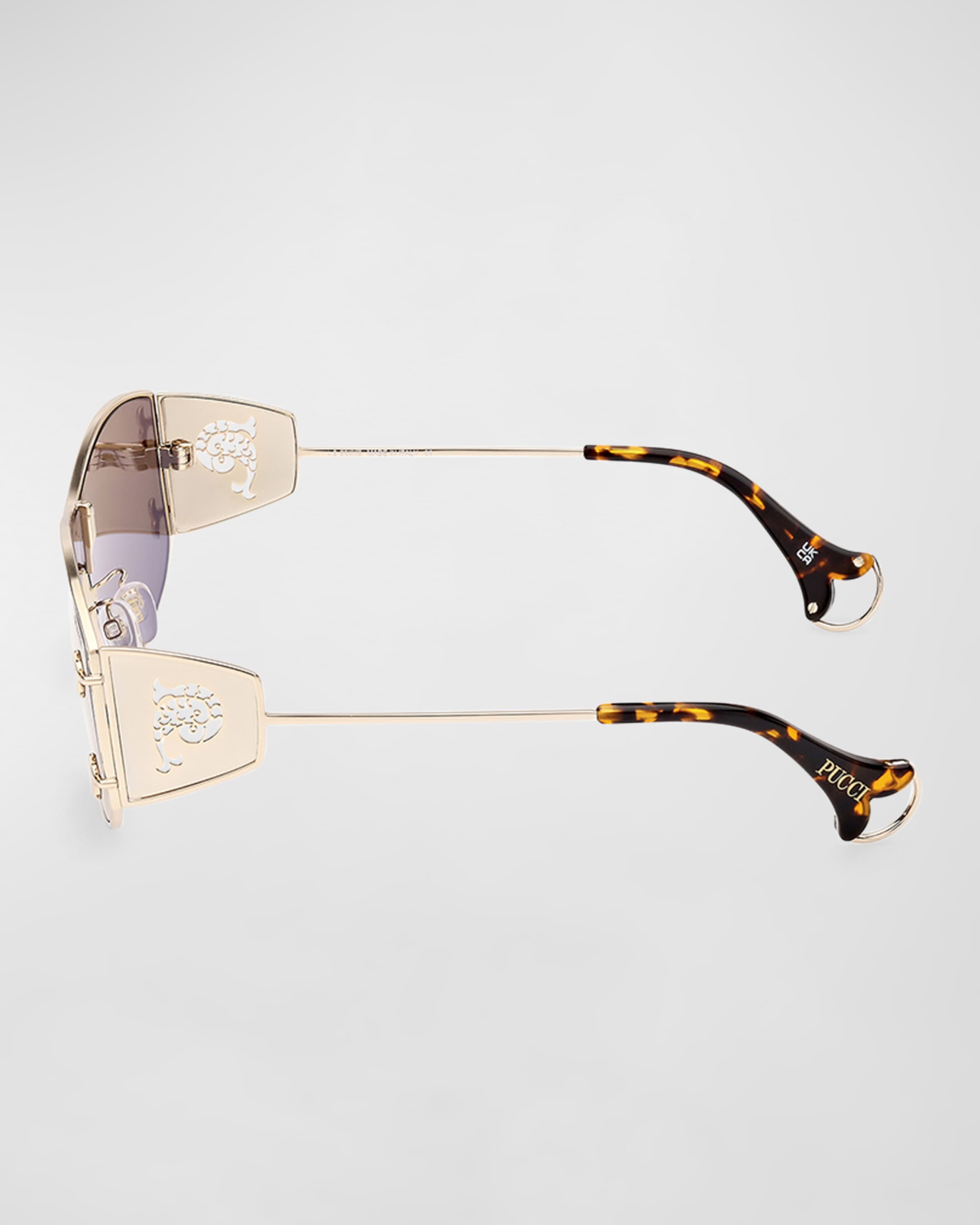 Metal & Acetate Shield Sunglasses - 3