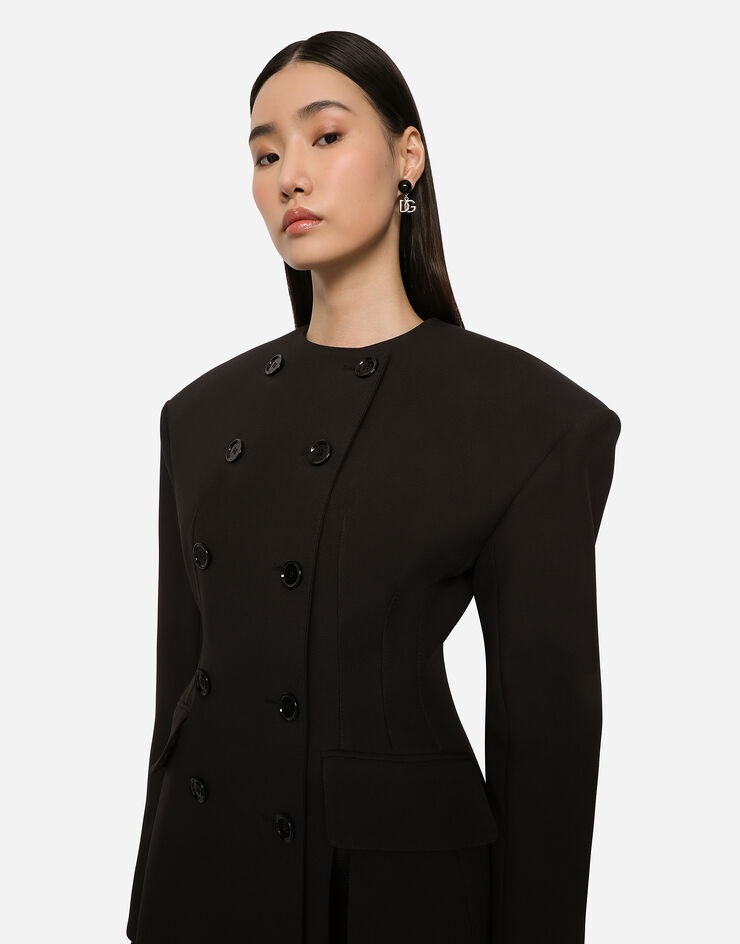 Double crepe jacket with side slit - 5