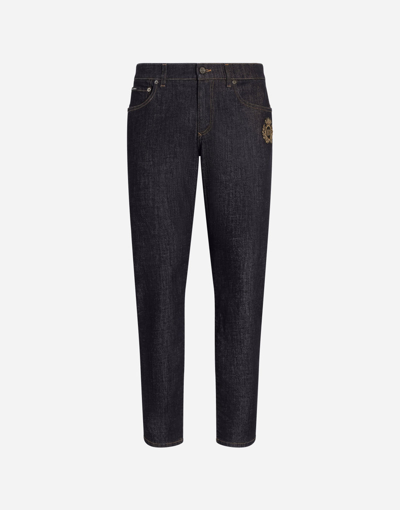 Slim-fit stretch cotton jeans with patch 1