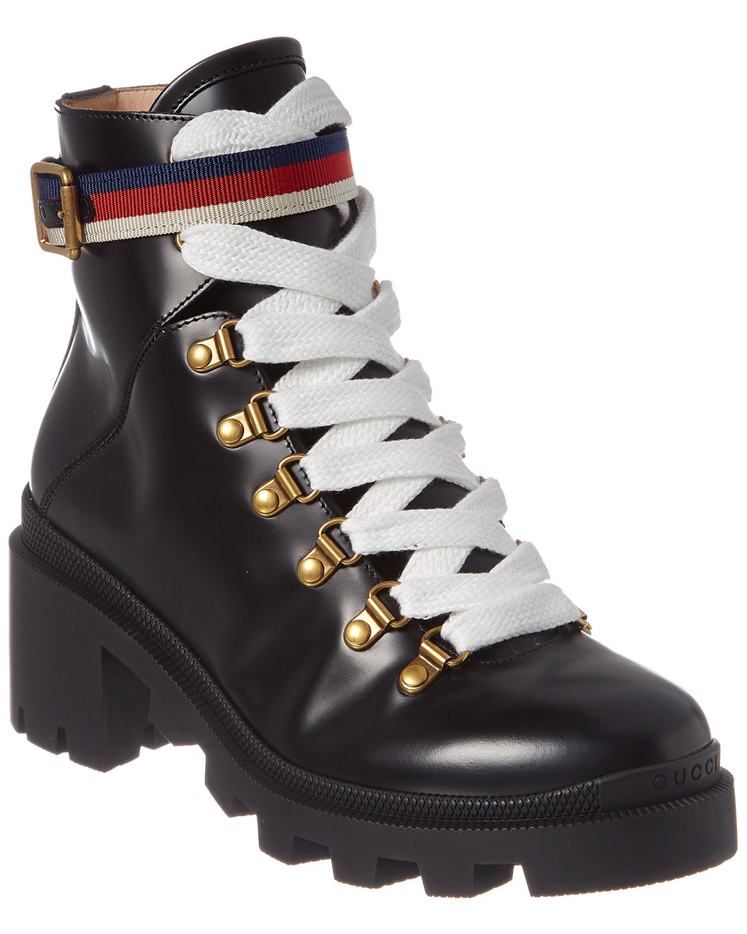 Gucci Sylvie Web Leather Bootie - 1