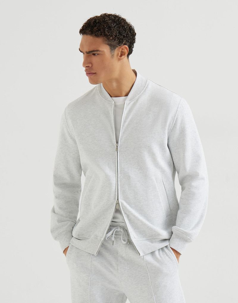 Techno cotton French terry sweatshirt with zipper 2