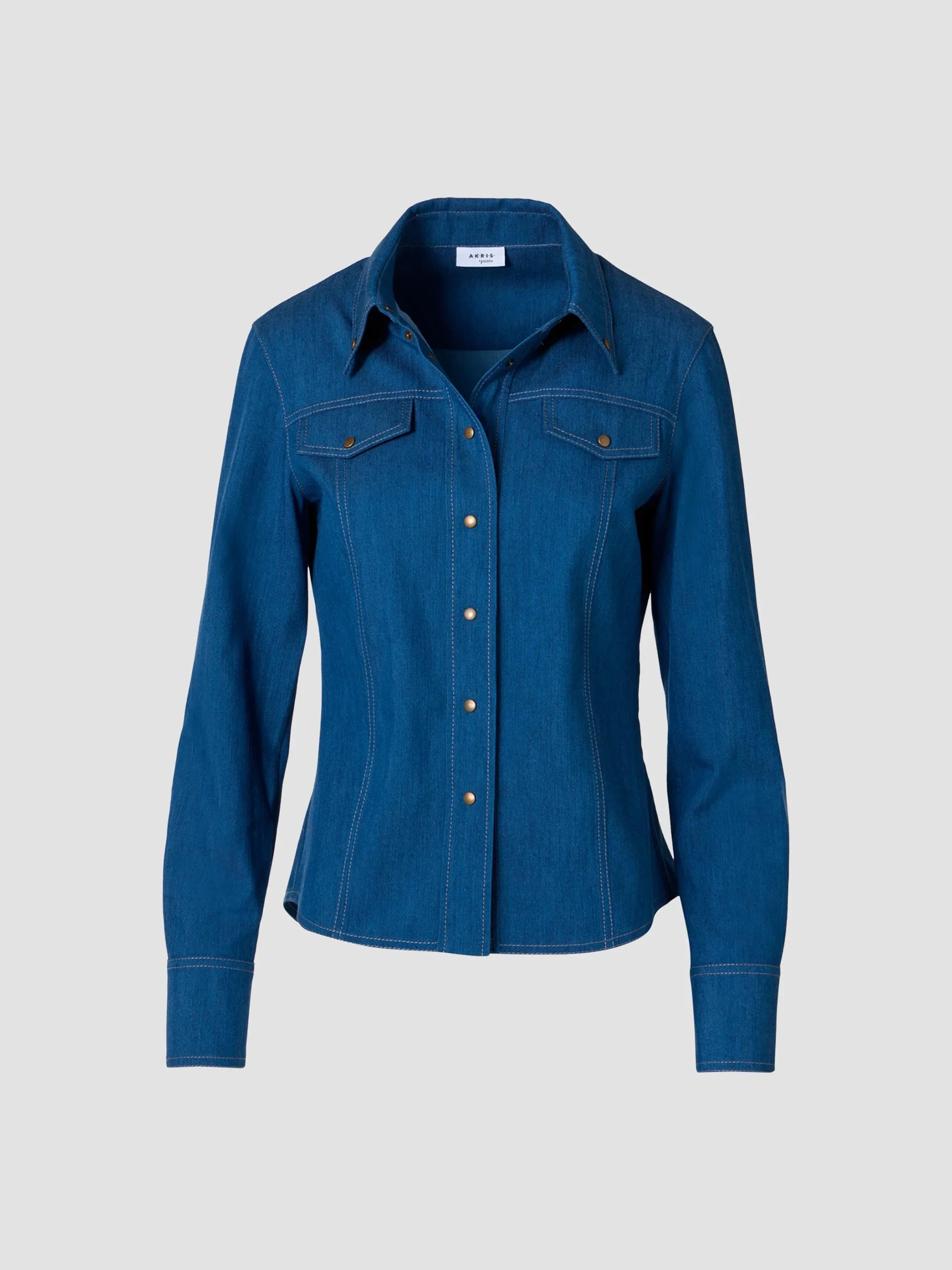 Women's Lightweight Denim Shirt - Uranus Blue Denim - 1