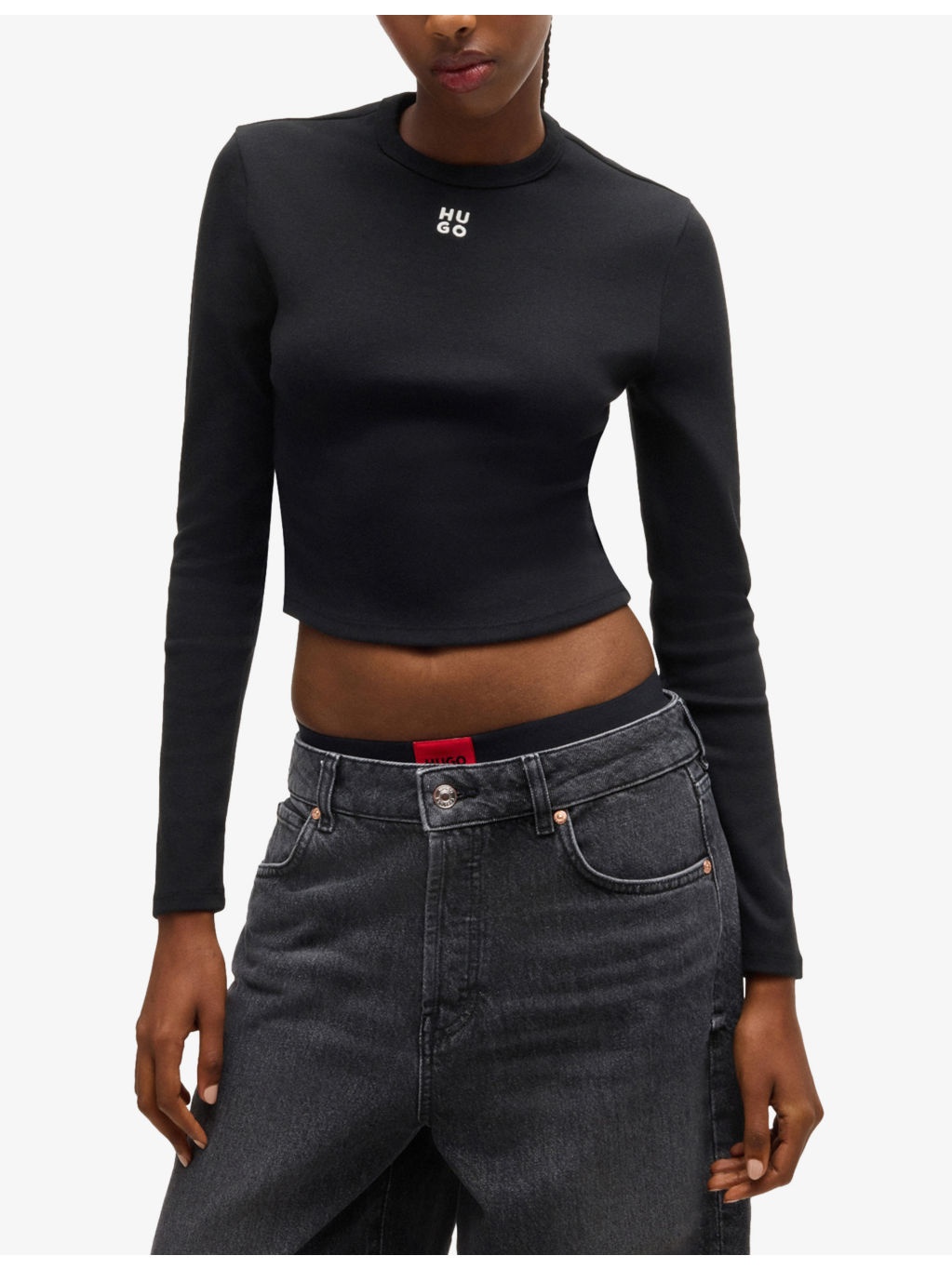 Logo-Embroidered Long-Sleeve Stretch Cotton-Blend Top - 3