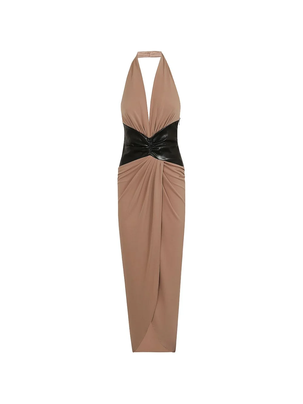 halterneck draped midi dress - 1